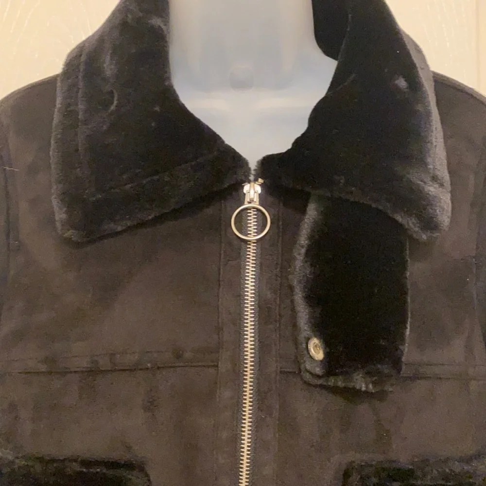 Boohoo Petite Ellie Faux Suede/Fur Cropped Jacket Size 10 - Picture 5 of 13